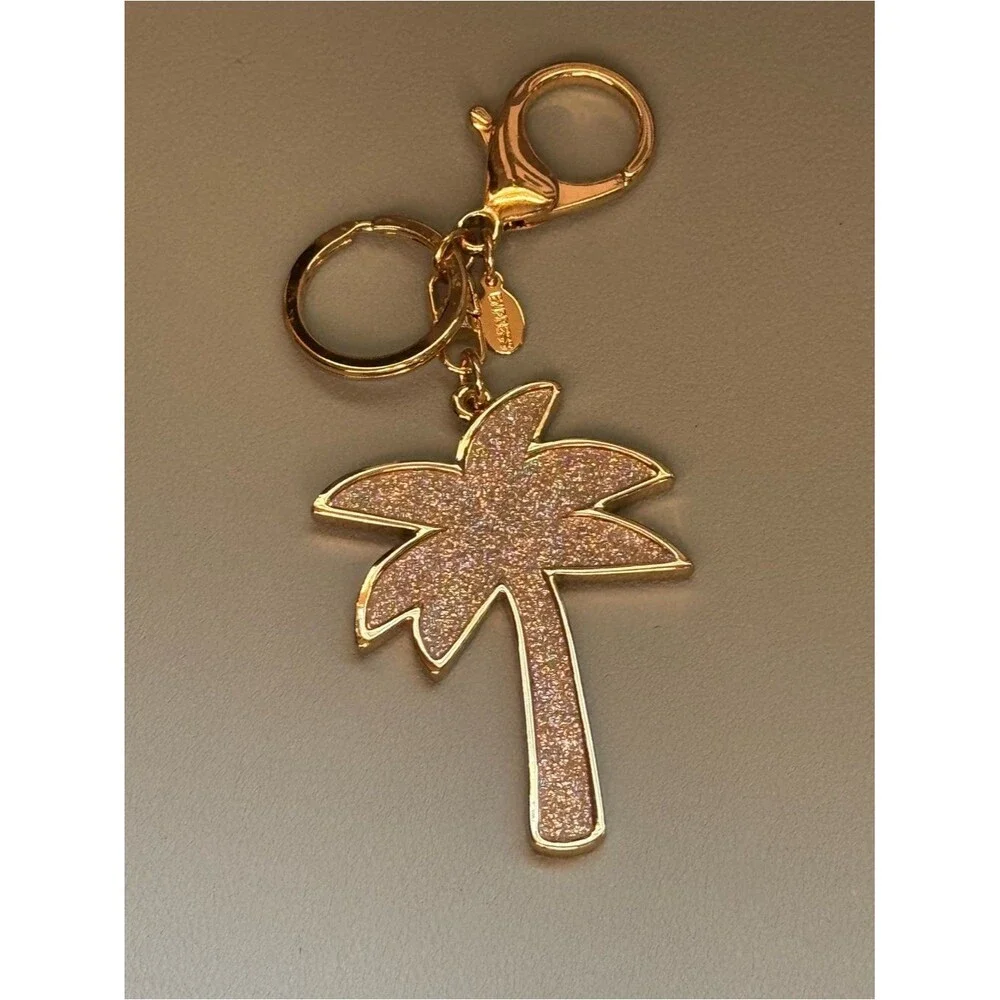 Express Gold Glitter Palm Tree Keychain Bag Charm NWOT Tropical Summer Gift
